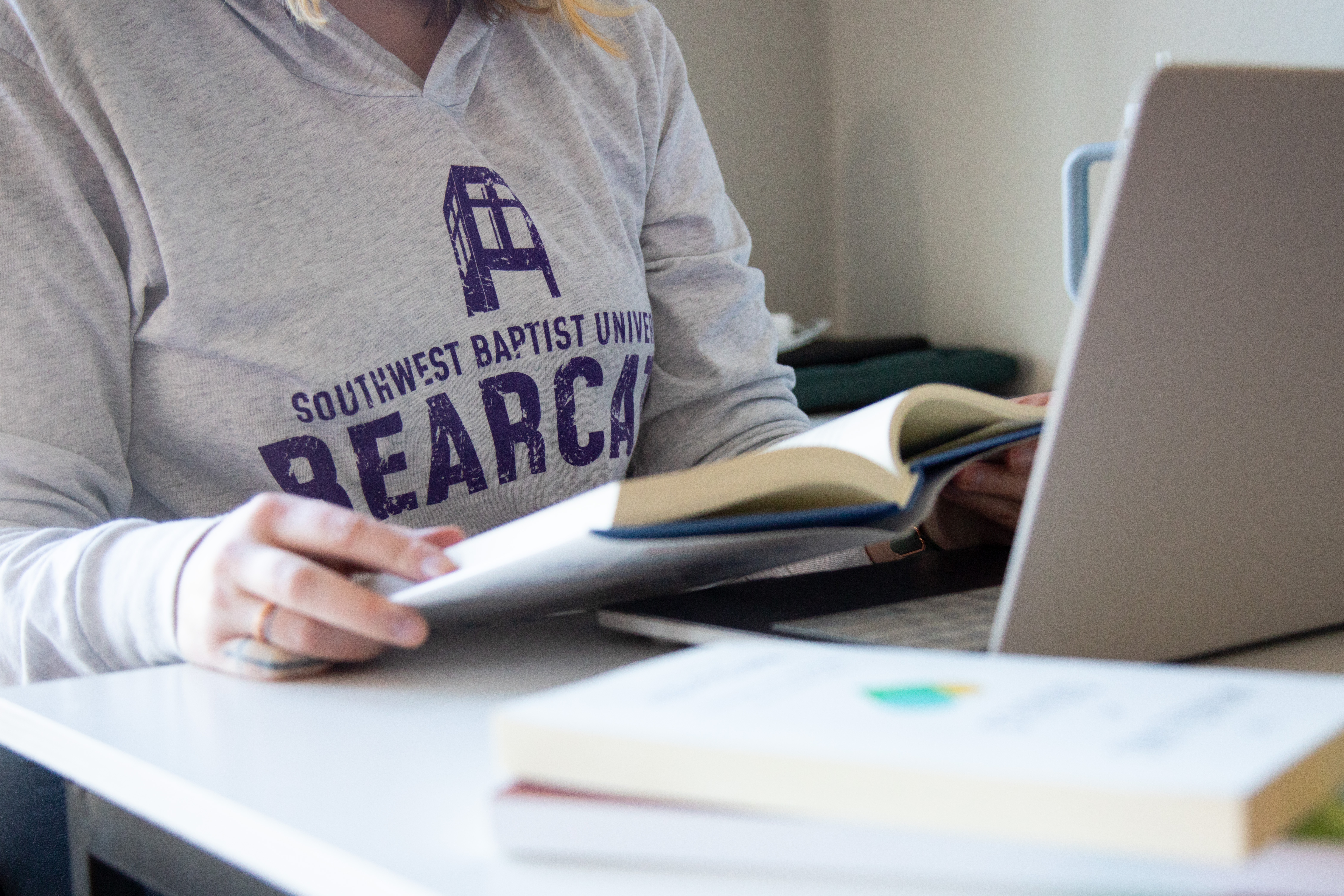 a woman completing her homework
